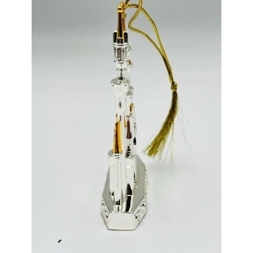 Lenox Disney Castle Ornament 2019 Silver Gold Tone Christmas w Tassel‎